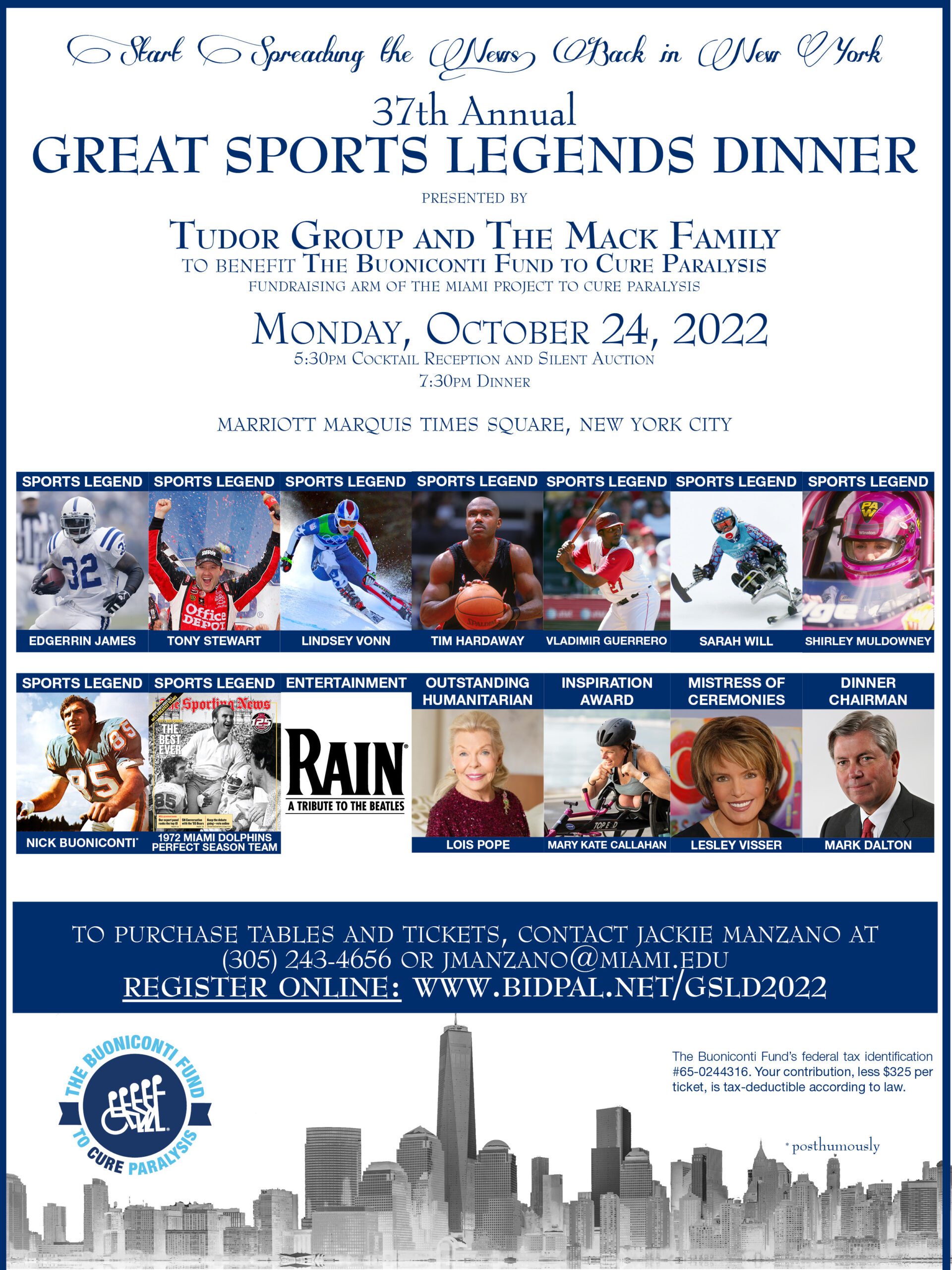 37th Annual Great Sports Legends Dinner The Miami Project