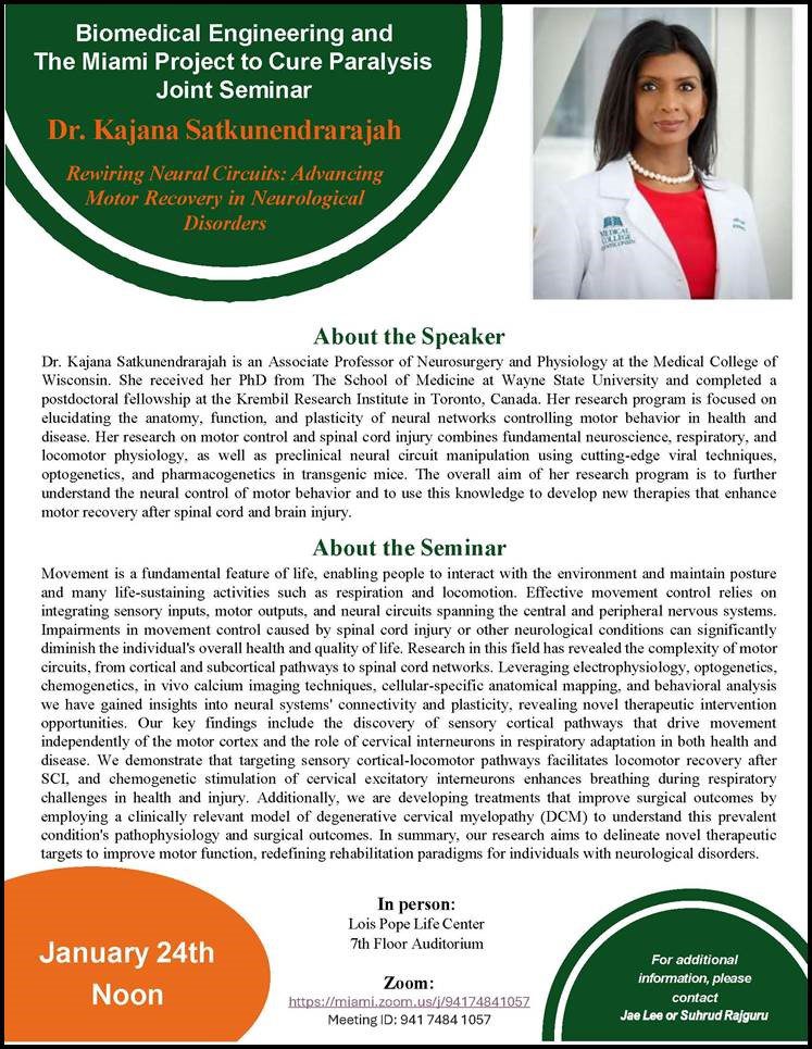 Rewiring Neural Circuits: Advancing Motor Recovery in Neurological Disorders: Dr. Kajana Satkunendrarajah